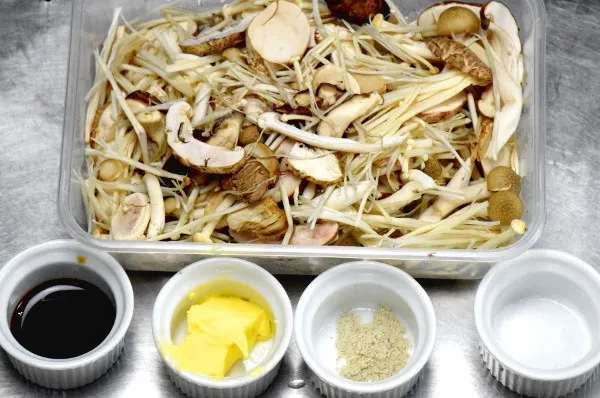 enoki, shimeiji and shiitake mushrroom