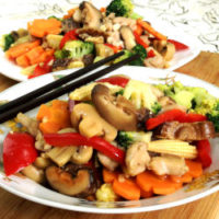 Chicken and vegetable stir-fry is quick to prepare, rich in vitamins and minerals with a balanced proportion of protein, carbohydrates, and fibers.