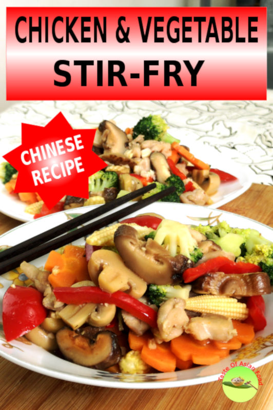Chicken and vegetable stir-fry is quick to prepare, rich in vitamins and minerals with a balanced proportion of protein, carbohydrates, and fibers. 