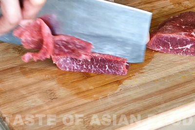 Hunan beef - cut beef