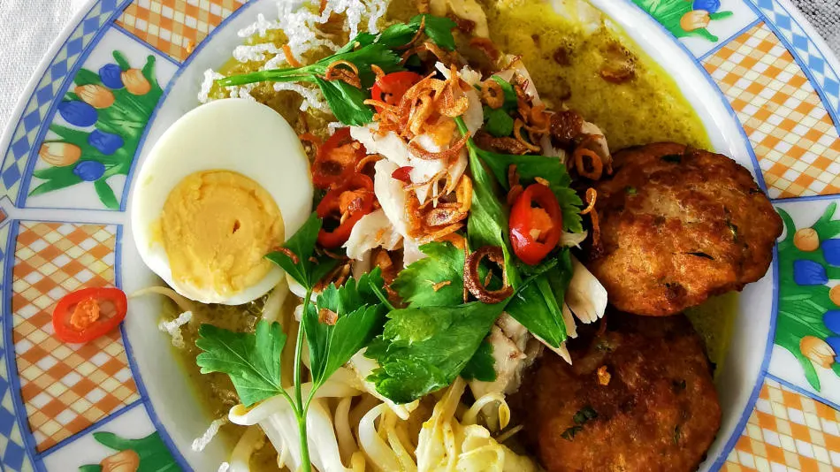 Soto ayam is a clear chicken soup dish with loads of herbs and spices originated from Indonesia. The flavor is unique, and there is no other chicken soup that comes close to it.