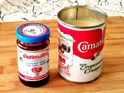 evaporated milk and Thai chili sauce
