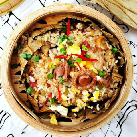 Lotus leaf rice recipe square