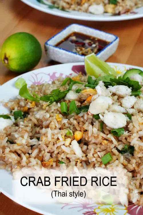 Crab fried rice Thai style ข้าวผัดปู, a delicious quick meal with fish sauce, crab meat, and high heat to create the wok aroma.