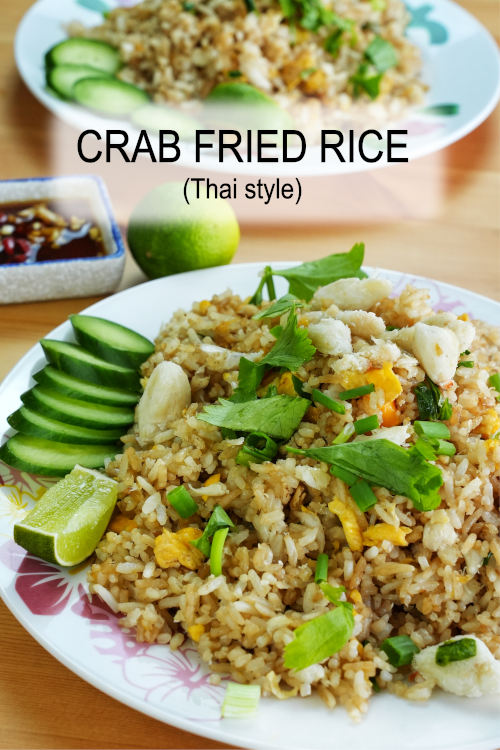 Crab fried rice Thai style  ข้าวผัดปู, a delicious quick meal with fish sauce, crab meat, and high heat to create the wok aroma.