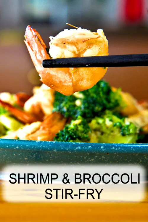 Easy shrimp and broccoli stir-fry prepared with traditional method, season with Cantonese stir-fry sauce and chopped garlic. 