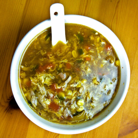 Hot and sour chicken soup square