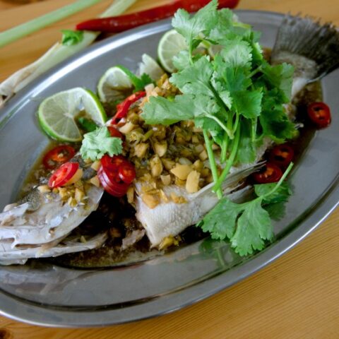 Thai steamed fish square