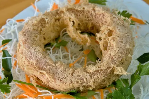 The empty yam ring before filling it with kung pao chicken
