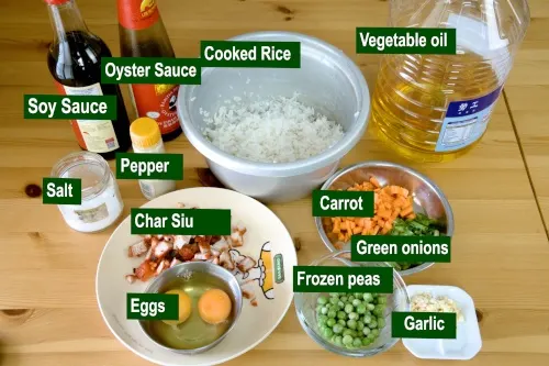 Ingredients for the Char Siu fried rice