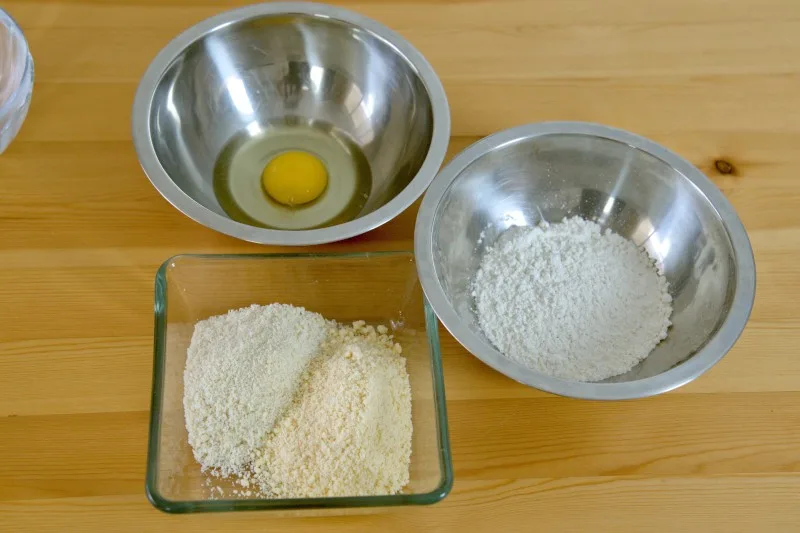 (Equal portion of cheese and breadcrumbs)