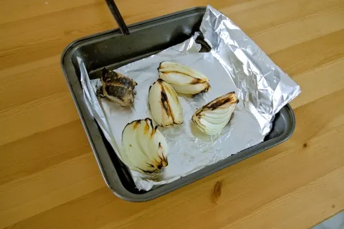 Brown the onion and ginger for pressure cooker pho ga