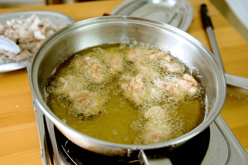 Deep-fry the first round at a lower temperature 