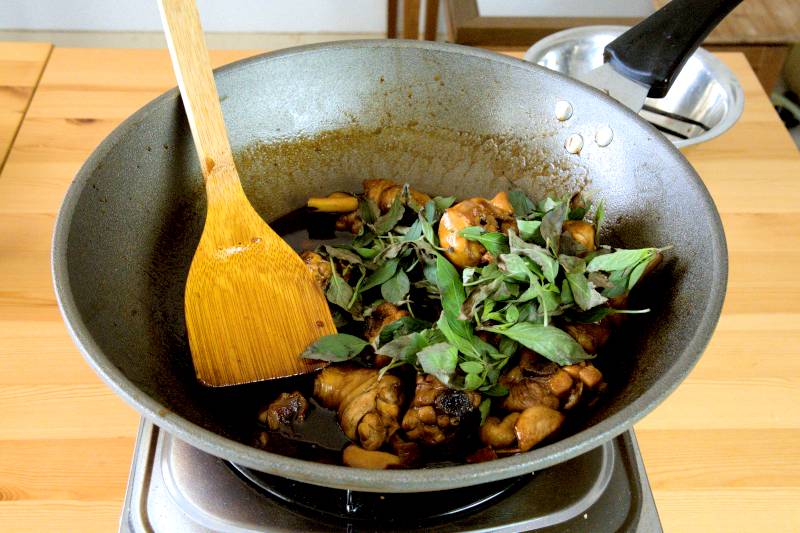 add the basil at the final stage of cooking