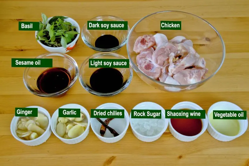 Ingredients needed for three cups chicken