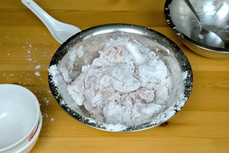 coat with starch and egg