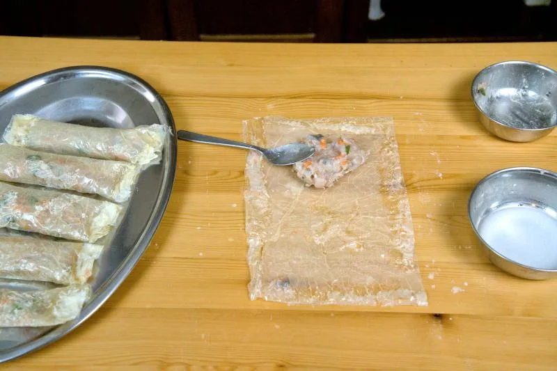 wrap the fried shrimp rolls