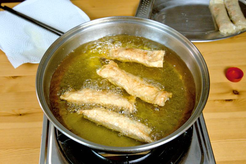 fried the shrimp rolls to golden brown