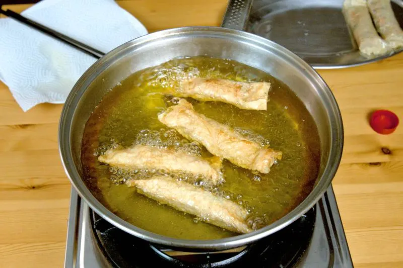 fried the shrimp rolls to golden brown