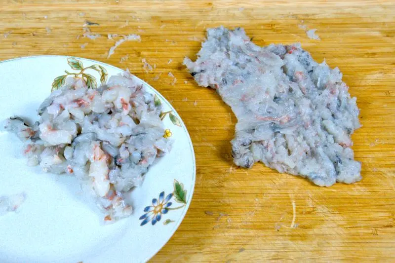 minced half of the shirmp and cut the other half to cubes