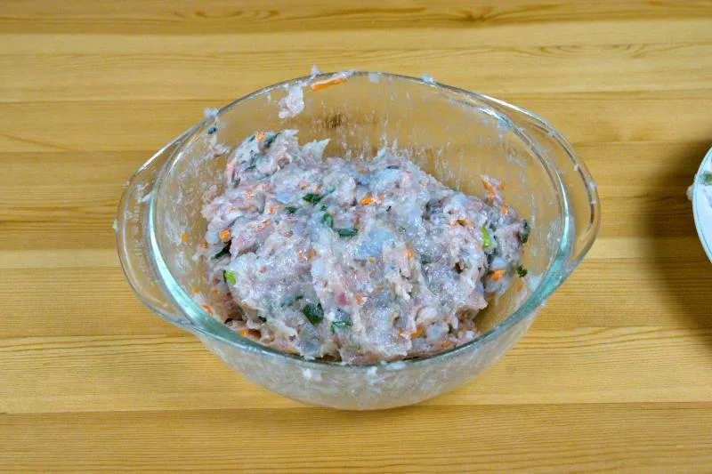 filling for fried shrimp rolls is ready