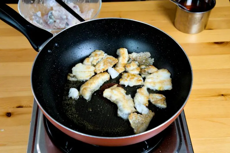 pan fry the fish fillet pieces