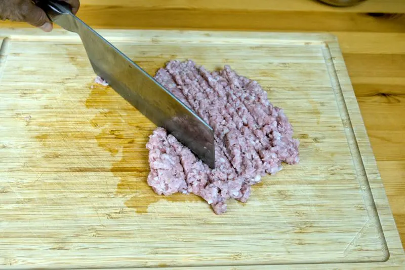 mince the pork finely