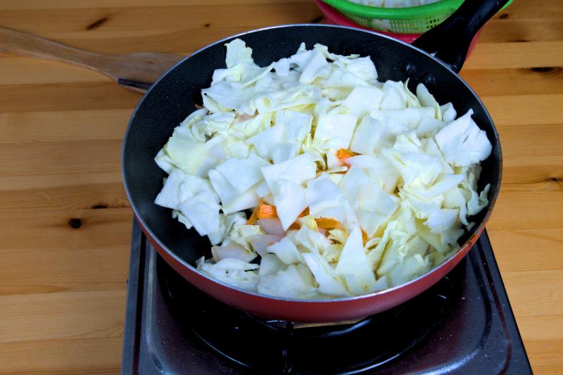 stir-fry the cabbage separately from the chicken
