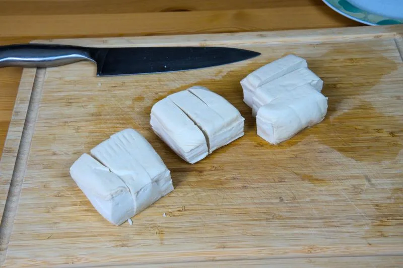cut the tofu into thick slabs