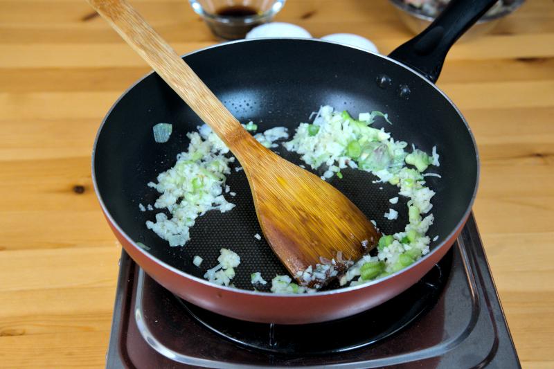 saute the garlic and scallions until aromatic