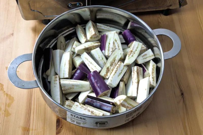 ready to steam the eggplant